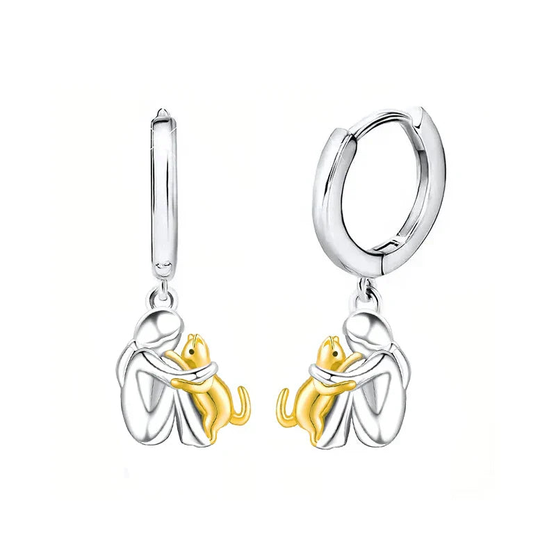 GoldenHug – Cat-Themed Earrings with Round Clasp