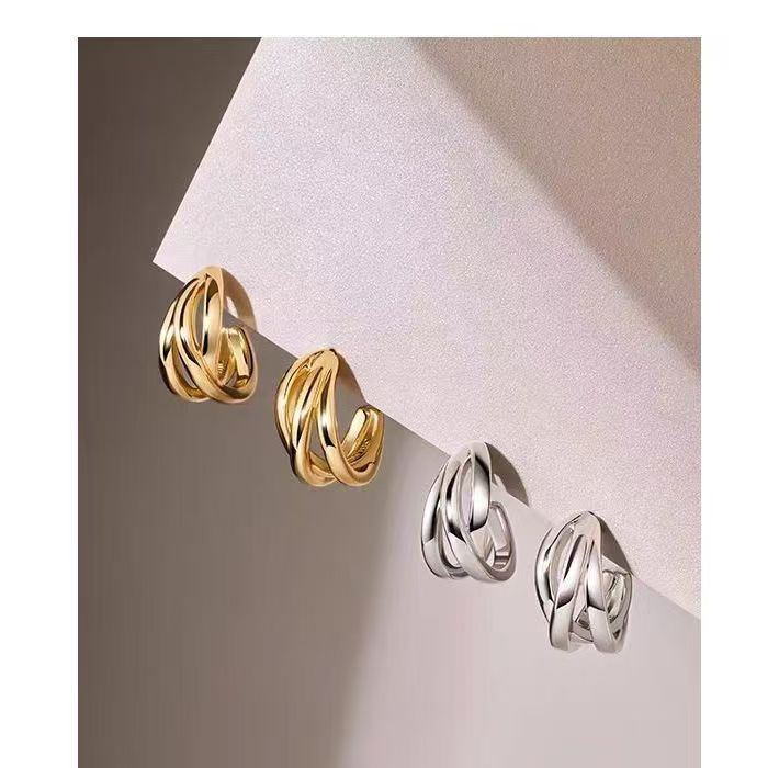 Wavy Hollowed-Out Gold Earrings