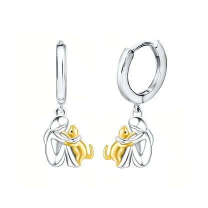 GoldenHug – Cat-Themed Earrings with Round Clasp